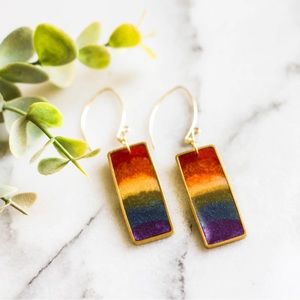 No Mans Land Rectangle Rainbow Earrings - NEW - Perfect for Pride Month